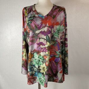 Soft Surroundings sz L Tunic Top Floral Watercolor